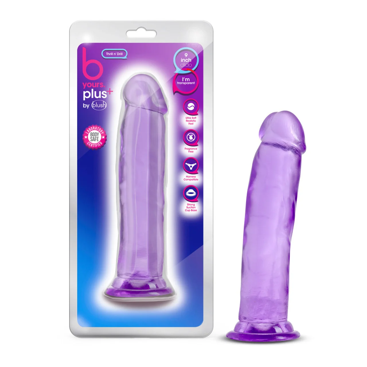 BL-26811 Consolador morado transparente Thrill n drill